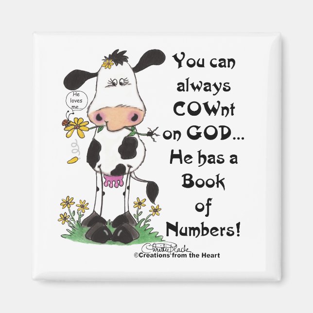 Cow and Ladybug COWnt on God Magnet (Front)