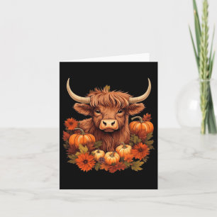 Cow And Leaves Pumpkins Western Autumn Thanksgivin Card