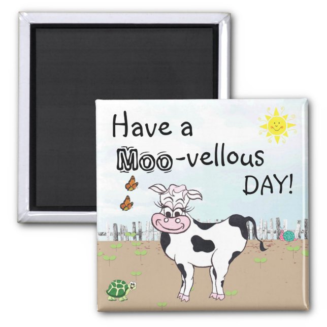 Cow and Little Critters - Fridge Magnet (Front)