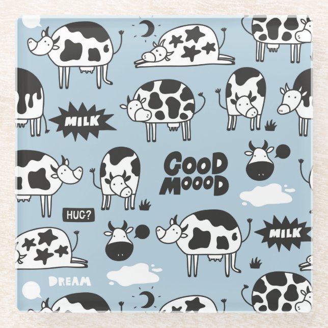 Cow and milk glass coaster (Front)