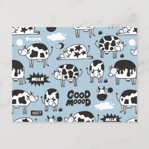 Cow and milk holiday postcard