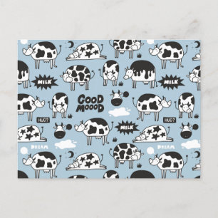 Cow and milk postcard