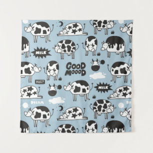 Cow and milk tapestry