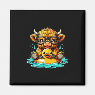 Cow And Rubber Duck Swimming Summer Vacation Magnet