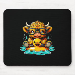 Cow And Rubber Duck Swimming Summer Vacation Mouse Pad