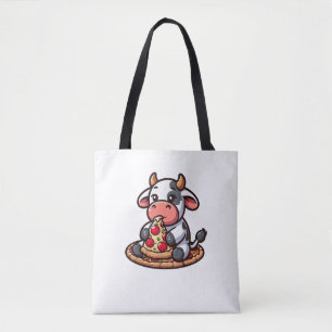 Cow Animal Eating Pizza Margherita Meal Foodies _3 Tote Bag