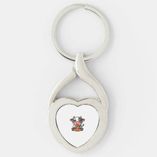 Cow Animal Eating Pizza Margherita Meal Foodies Key Ring