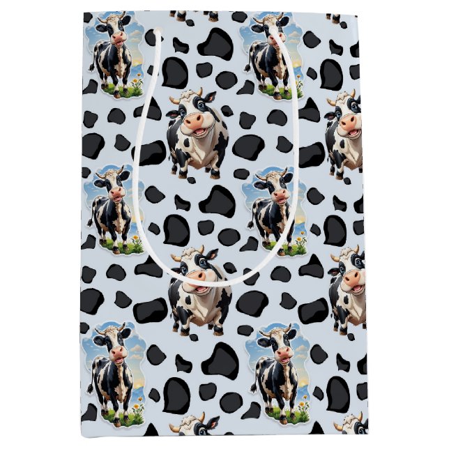 Cow Animal Pattern Design  Medium Gift Bag (Front)