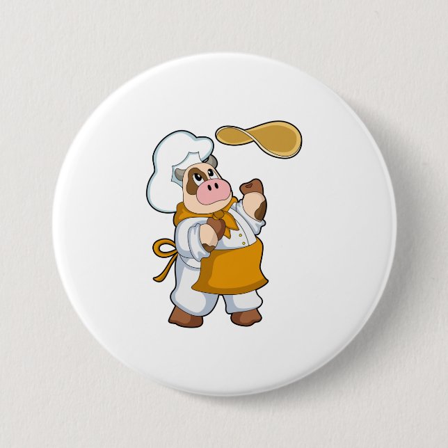Cow as Cook with Dough 7.5 Cm Round Badge (Front)