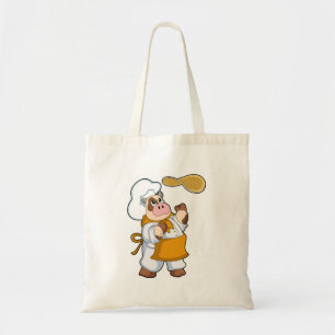 Cow as Cook with Dough Tote Bag