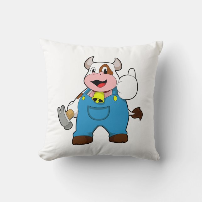 Cow as Craftsman with Hammer Cushion (Front)