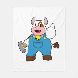 Cow as Craftsman with Hammer Fleece Blanket