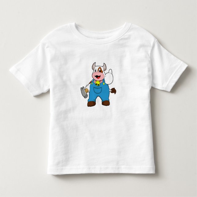 Cow as Craftsman with Hammer Toddler T-Shirt (Front)