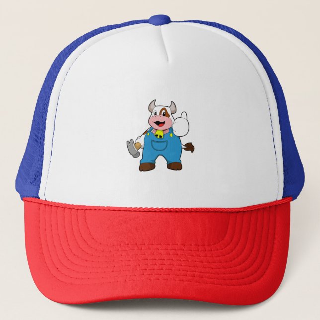 Cow as Craftsman with Hammer Trucker Hat (Front)