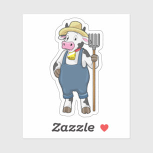Cow as Farmer with Pitchfork