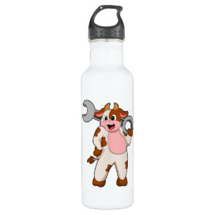Cow as Mechanic with Wrench 710 Ml Water Bottle