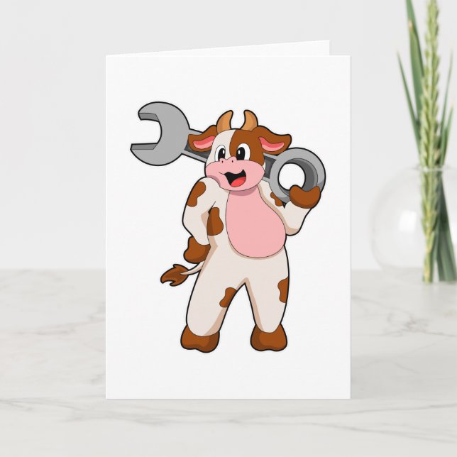 Cow as Mechanic with Wrench Card (Front)