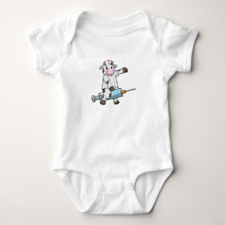 Cow as Nurse with Heart & Syringe Baby Bodysuit