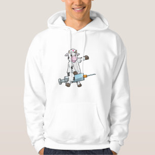 Cow as Nurse with Heart & Syringe Hoodie