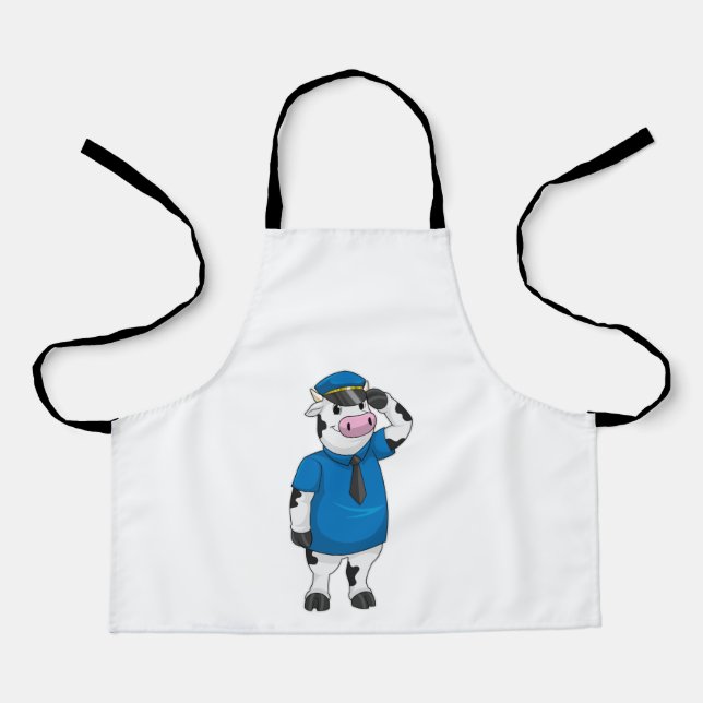 Cow as Police officer with Police hat Apron (Front)