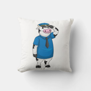Cow as Police officer with Police hat Cushion