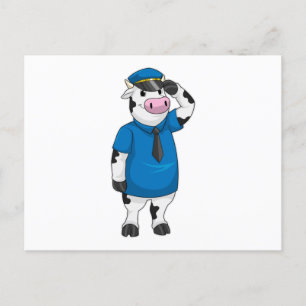 Cow as Police officer with Police hat Postcard