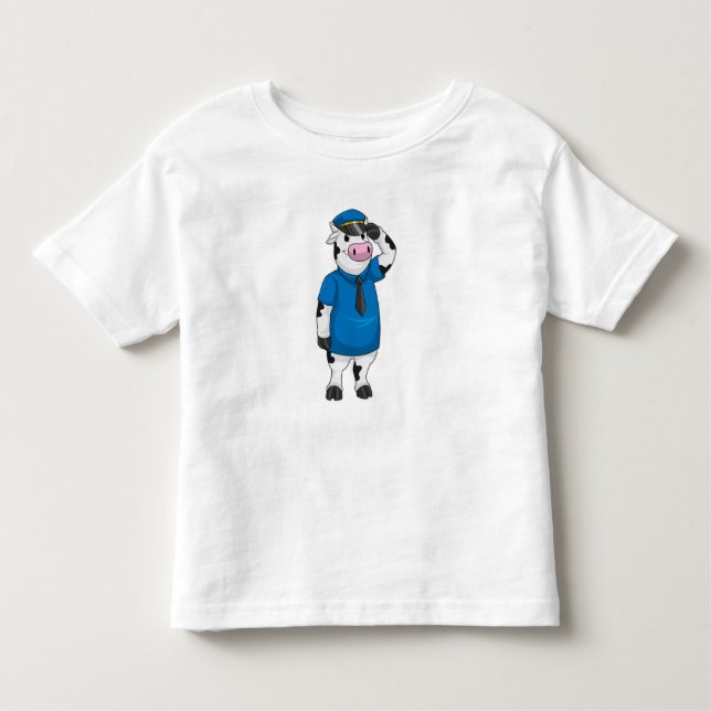 Cow as Police officer with Police hat Toddler T-Shirt (Front)