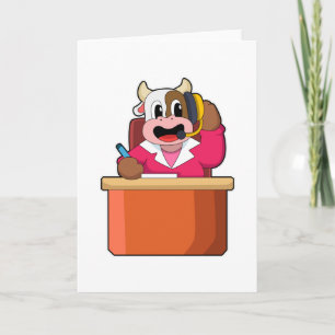 Cow as Secretary with Table Card