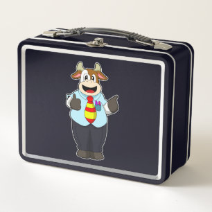 Cow as Teacher with Tie Metal Lunch Box