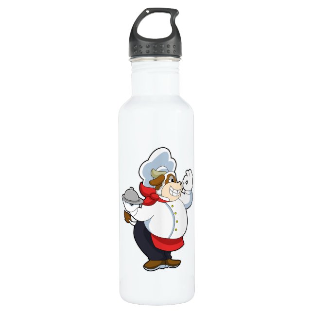 Cow as Waiter with Serving plate 710 Ml Water Bottle (Front)