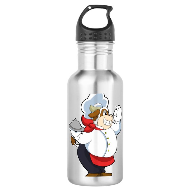 Cow as Waiter with Serving plate 710 Ml Water Bottle (Front)