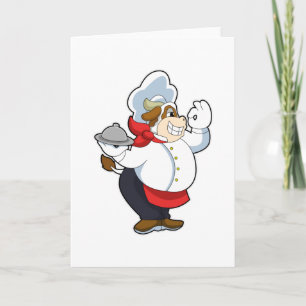 Cow as Waiter with Serving plate Card