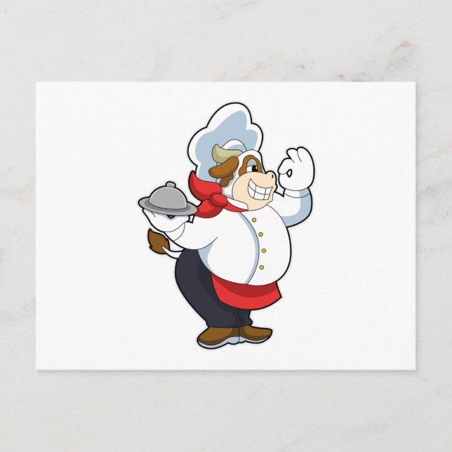 Cow as Waiter with Serving plate Postcard (Front)