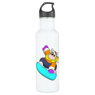 Cow at Snowboarding with Snowboard 710 Ml Water Bottle
