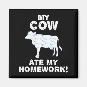 Cow Ate Homework Heifer Farm Cattle Back To School Magnet