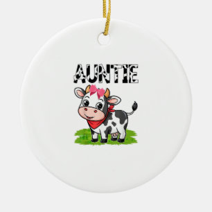 Cow Auntie Birthday Family Matching Girl Boy Farm  Ceramic Ornament