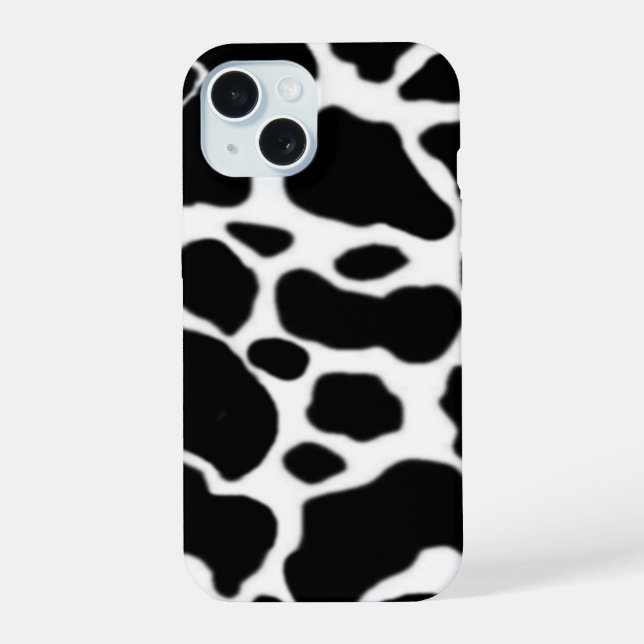 Cow b&w pattern iPhone 15 case (Back)