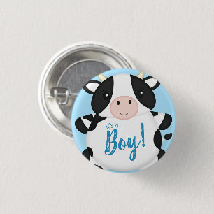 Cow Baby Shower Blue 3 Cm Round Badge