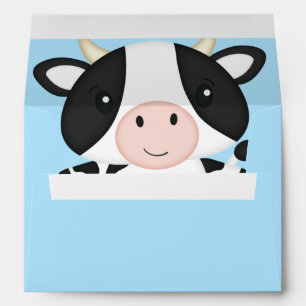 Cow Baby Shower Blue Envelope