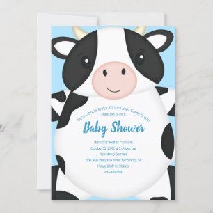Cow Baby Shower Blue Invitation