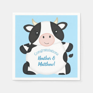 Cow Baby Shower Blue Napkin