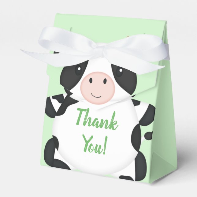 Cow Baby Shower Farm Favour Box (Front Side)