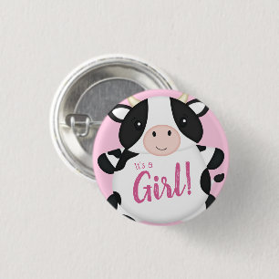 Cow Baby Shower Farm Pink Girl 3 Cm Round Badge