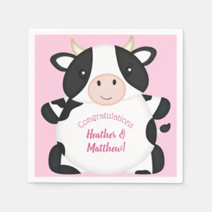 Cow Baby Shower Farm Pink Girl Napkin