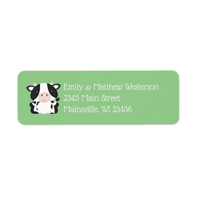 Cow Baby Shower Farm Return Address Label (Front)
