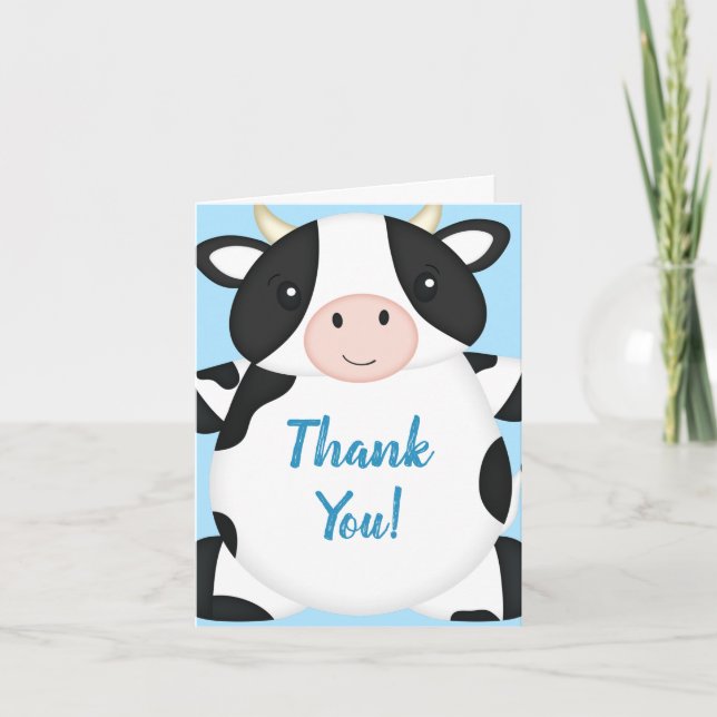 Cow Baby Shower Farm  Thank You Card (Front)