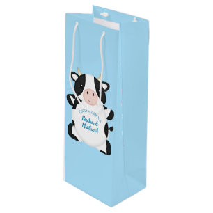 Cow Baby Shower Farm  Wine Gift Bag