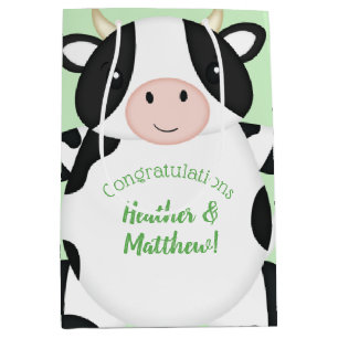 Cow Baby Shower Green Medium Gift Bag