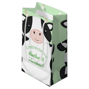 Cow Baby Shower Green Small Gift Bag