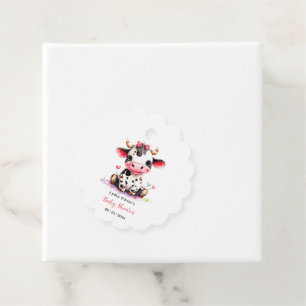 Cow Baby Shower Minimalist Pink Girl baby shower Favour Tags